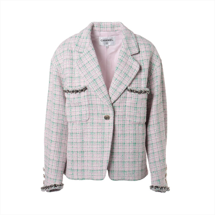 Top Quality Chanel Coconut Button P70 Twid Jacket 38 Pink