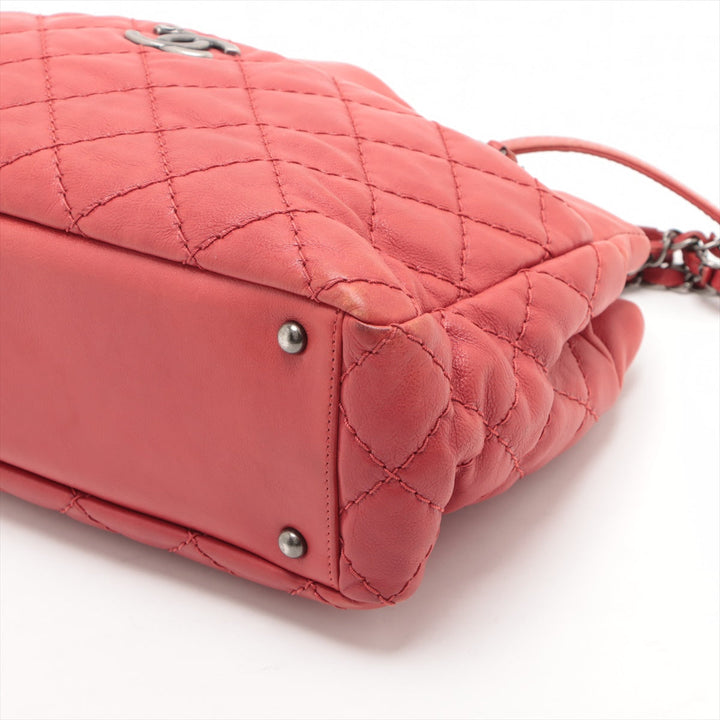 Top Quality Chanel Coco Leather Chain Top Bag Red Black X Silver G  18th