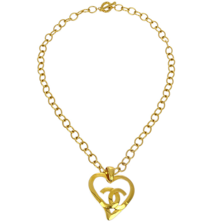 Top Quality Chanel Heart Gold Chain Pendant Necklace 95P