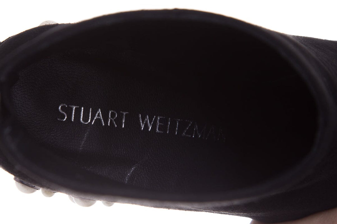 Stuart Weitzman Black Suede & Pearl Bacari Boots SZ 5.5