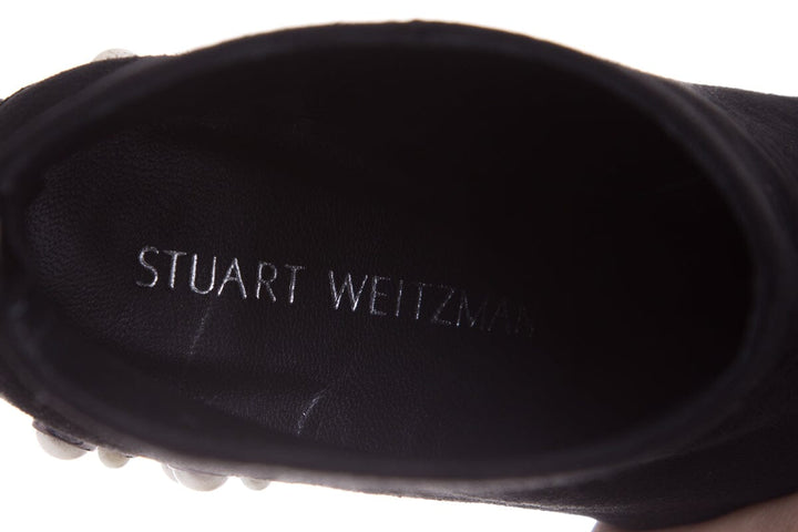 Stuart Weitzman Black Suede & Pearl Bacari Boots SZ 5.5
