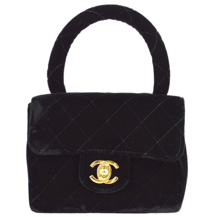 Top Quality Chanel 1994-1996 Black Velvet Classic Flap Micro Handbag
