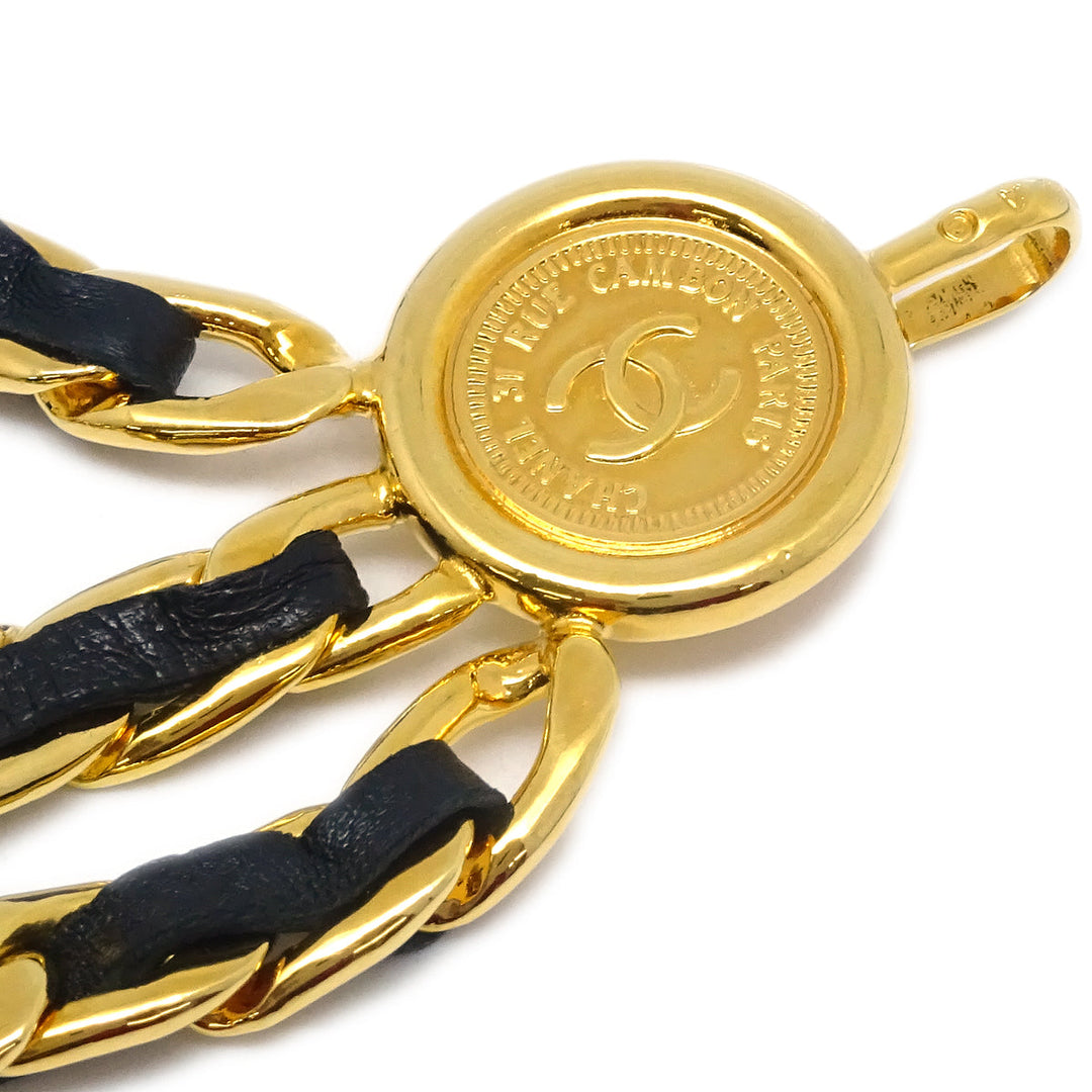 Top Quality Chanel Medallion Chain Belt Black 94A Small New