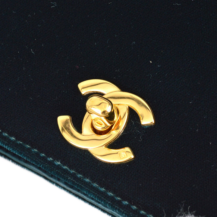 Top Quality Chanel * Moss Green Velvet Double Sided Turnlock Handbag