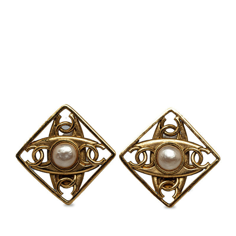 Top Quality Chanel Vintage Coco  Pearl Earring Gold White   Chanel