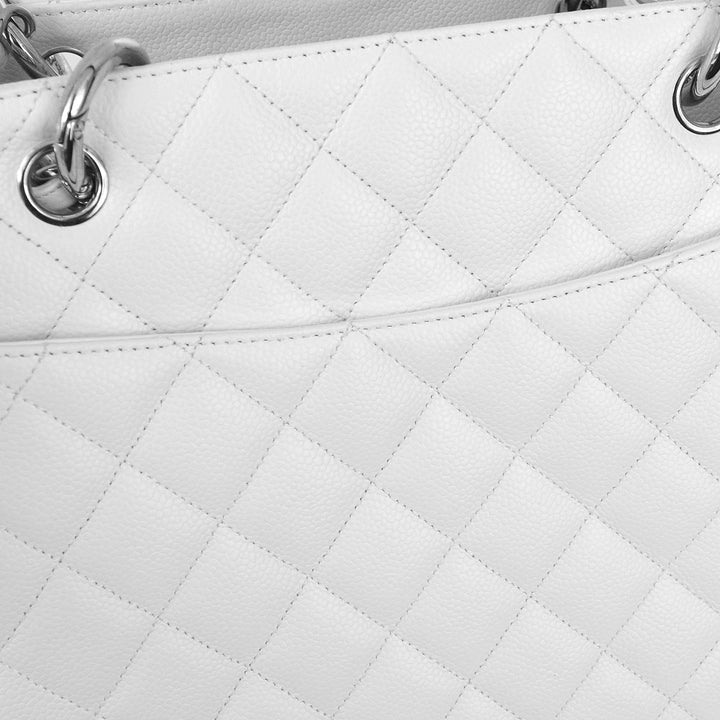 Top Quality Chanel White Caviar Grand Shopping Tote GST Chain Handbag