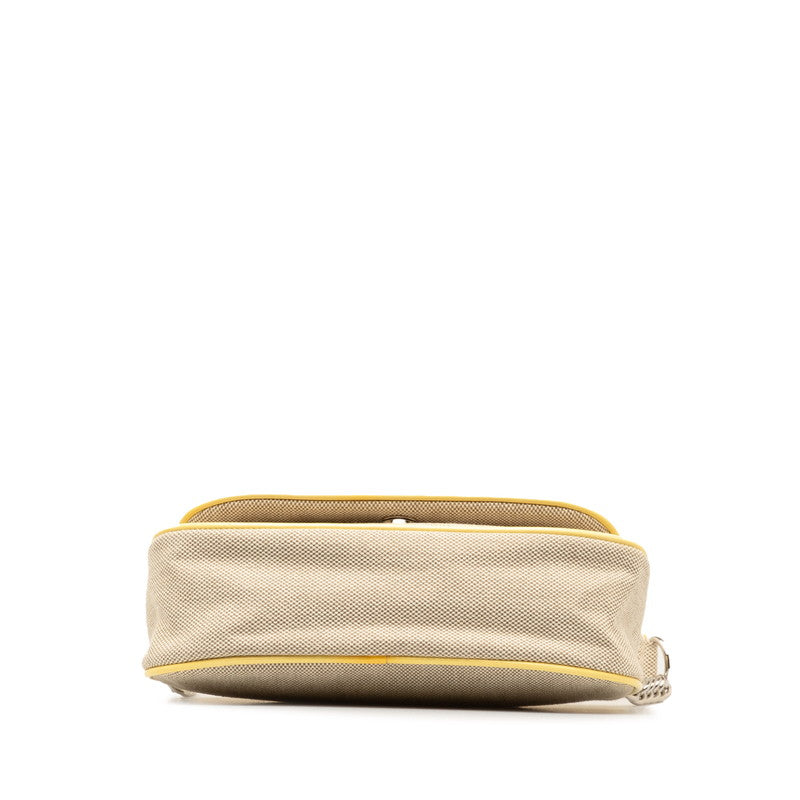 Top Quality Chanel None.5 Camellia Chain One-Shoulder Bag Yellow Gr Canvas Patent Leather  Chanel