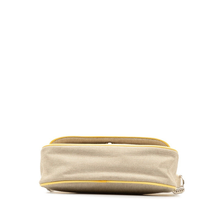 Top Quality Chanel None.5 Camellia Chain One-Shoulder Bag Yellow Gr Canvas Patent Leather  Chanel