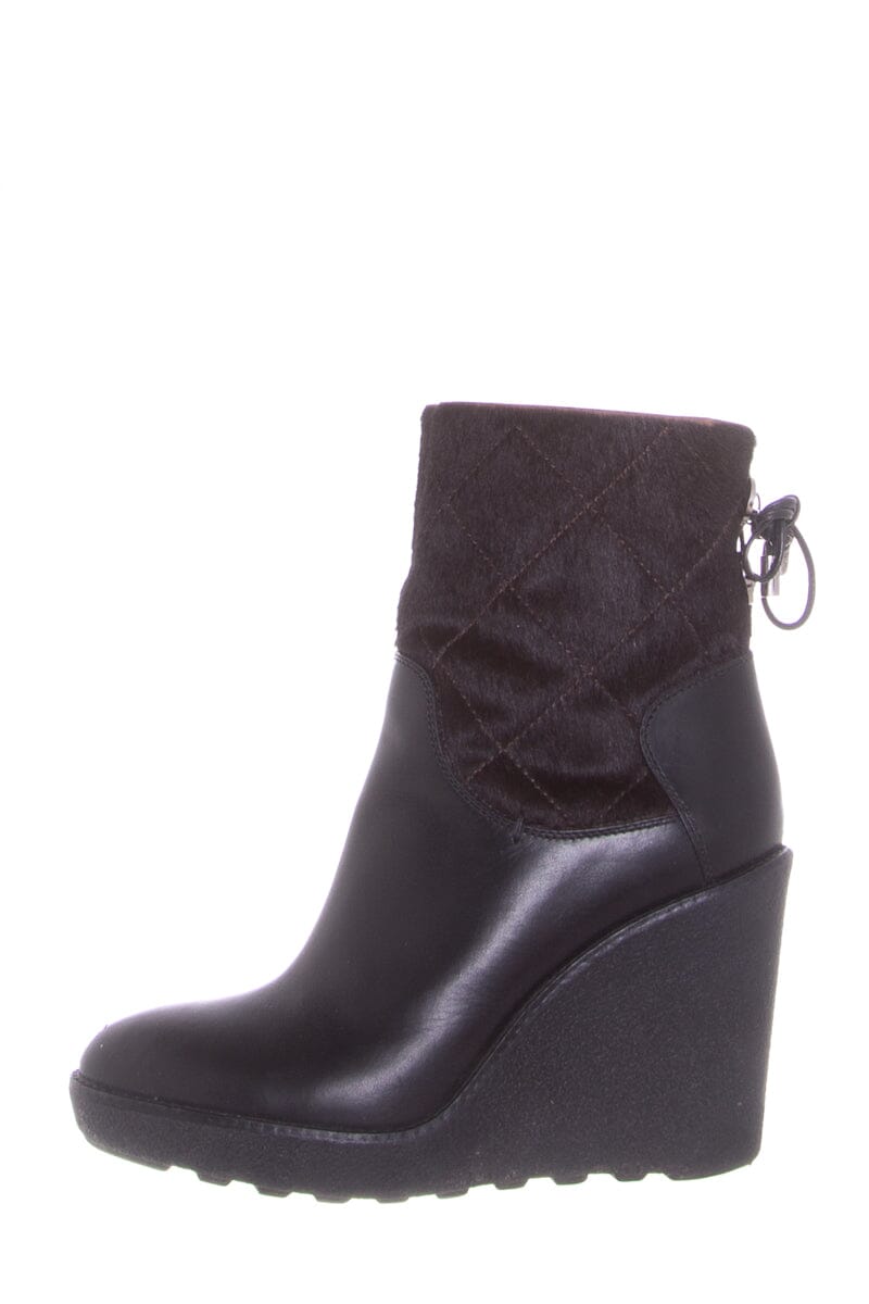 Moncler Pony and Leather Brown Booties SZ 38
