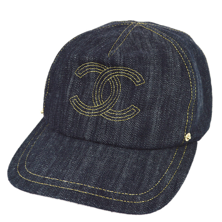 Top Quality Chanel Indigo Denim Cap Hat Small New #M