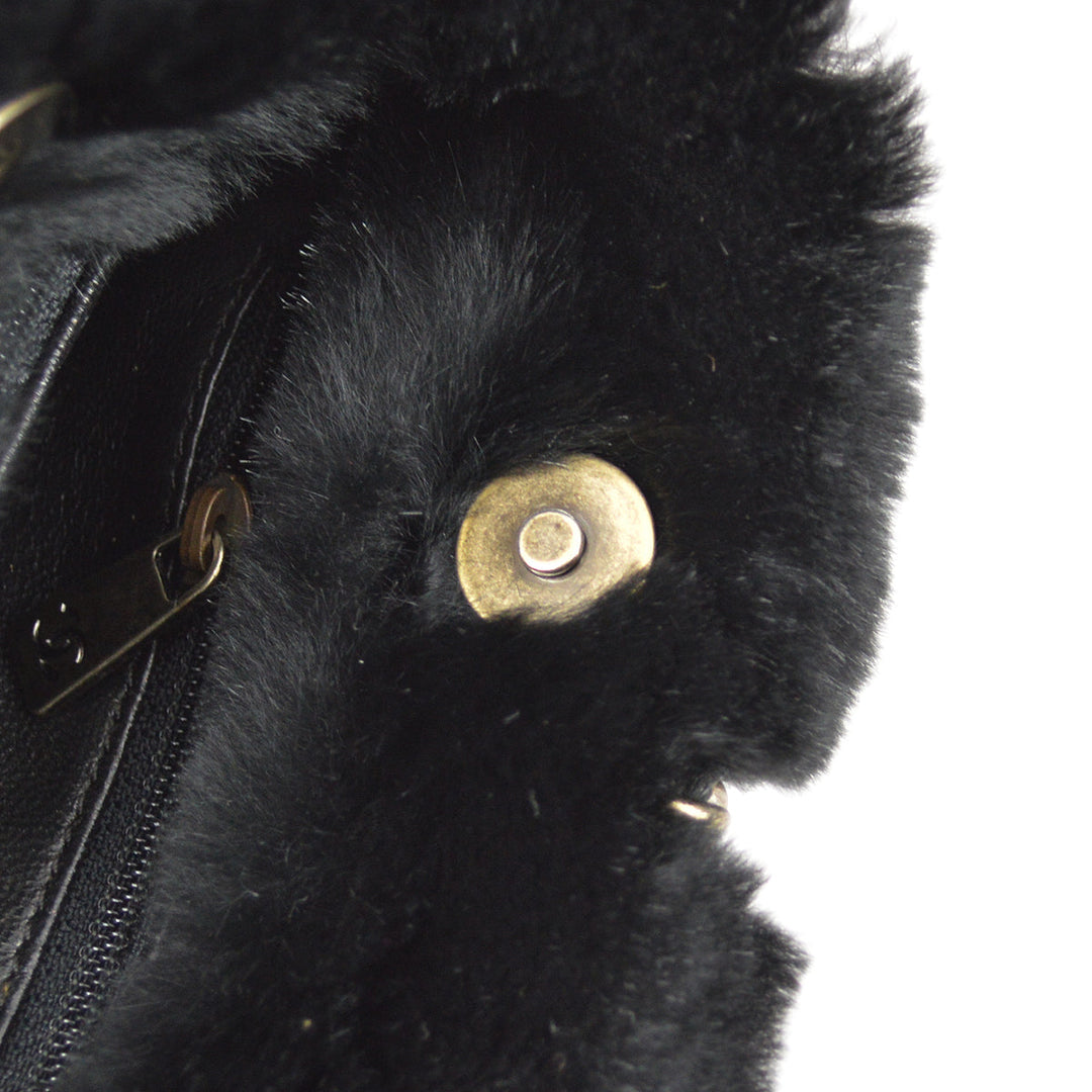 Top Quality Chanel 2000-2001 Black Fur Tote Handbag