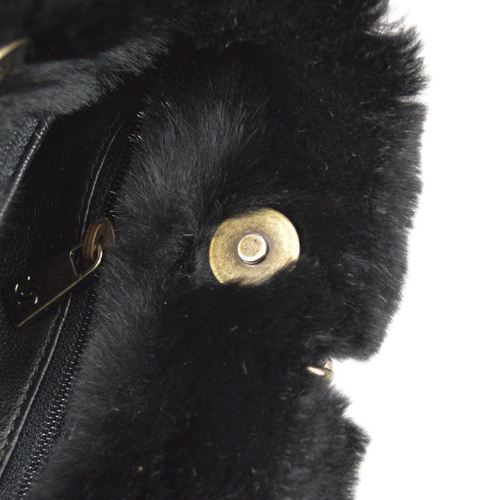 Top Quality Chanel 2000-2001 Black Fur Tote Handbag