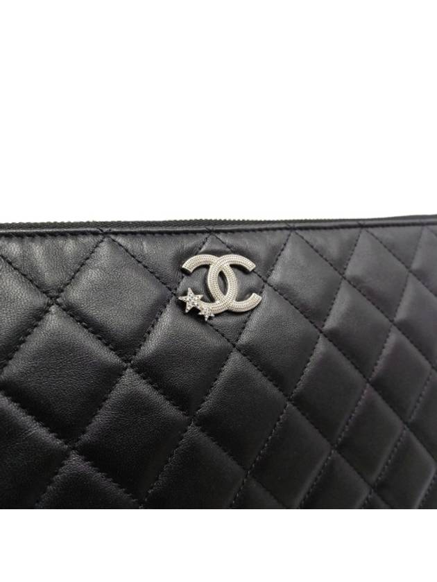 AP3749 Crystal Star Logo Black Lambskin Small Pouch Bag Chanel