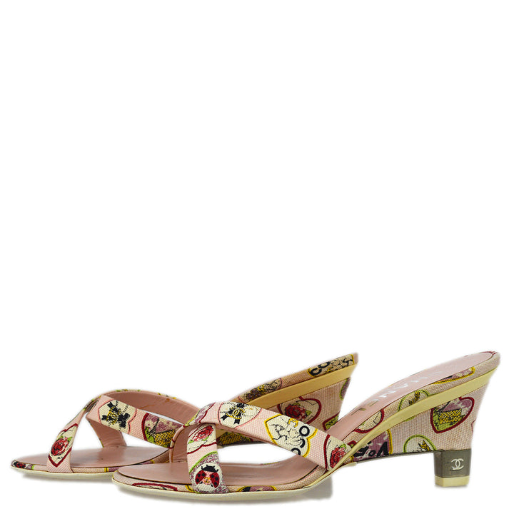 Top Quality Chanel * Pink Valentine Sandals Mules Shoes #35