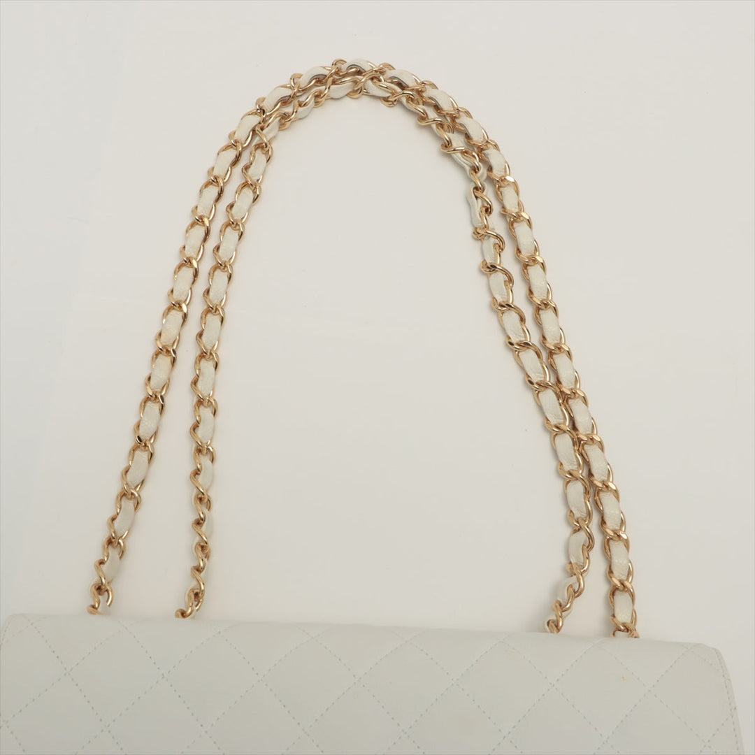 Top Quality Chanel DECAMATRASE Caviar S Single Flap Double Chain Bag White Gold  11th