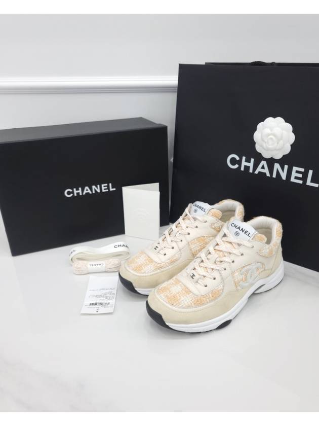 CC logo tweed sneakers orange 38 5 G38299 Chanel