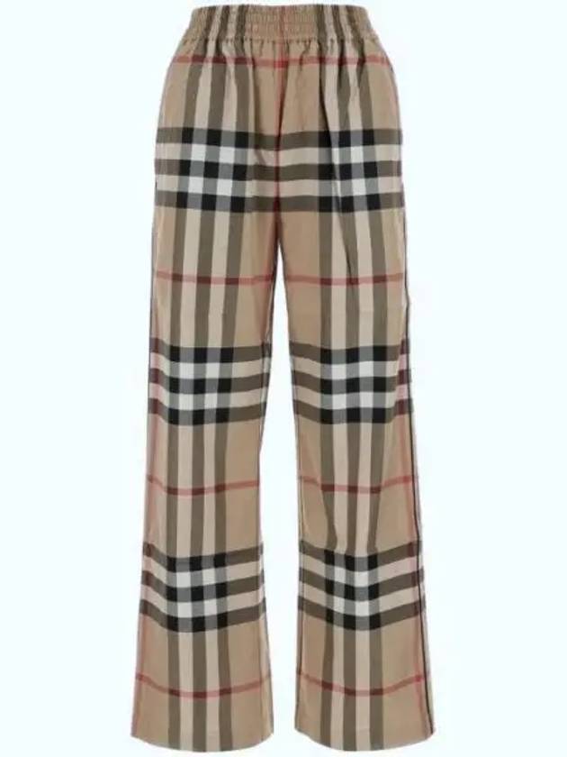 Burberry Check Cotton Straight Pants Beige
