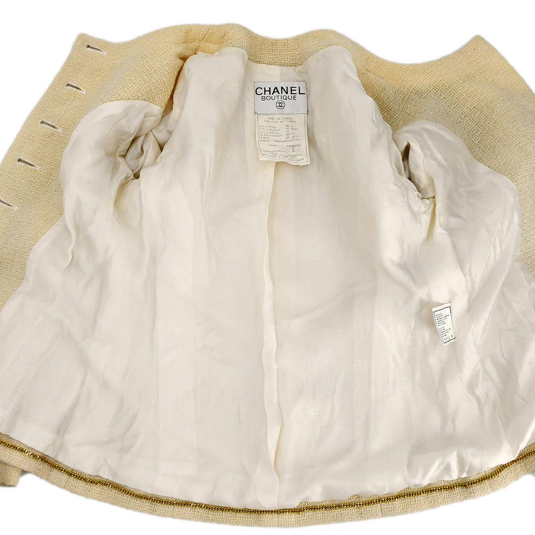 Top Quality Chanel Collarless Jacket Ivory 95C #36