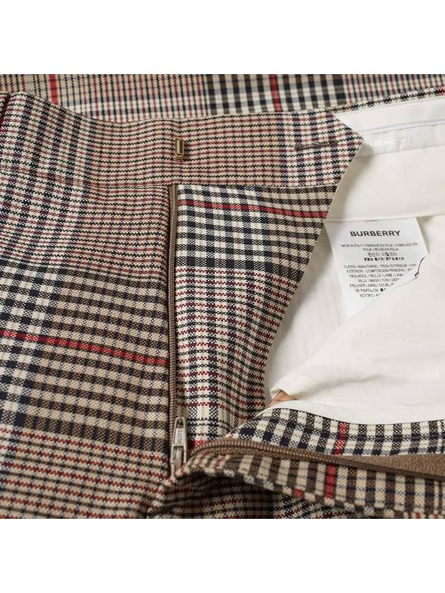 Burberry Tartan Check Tailored Straight Pants Beige