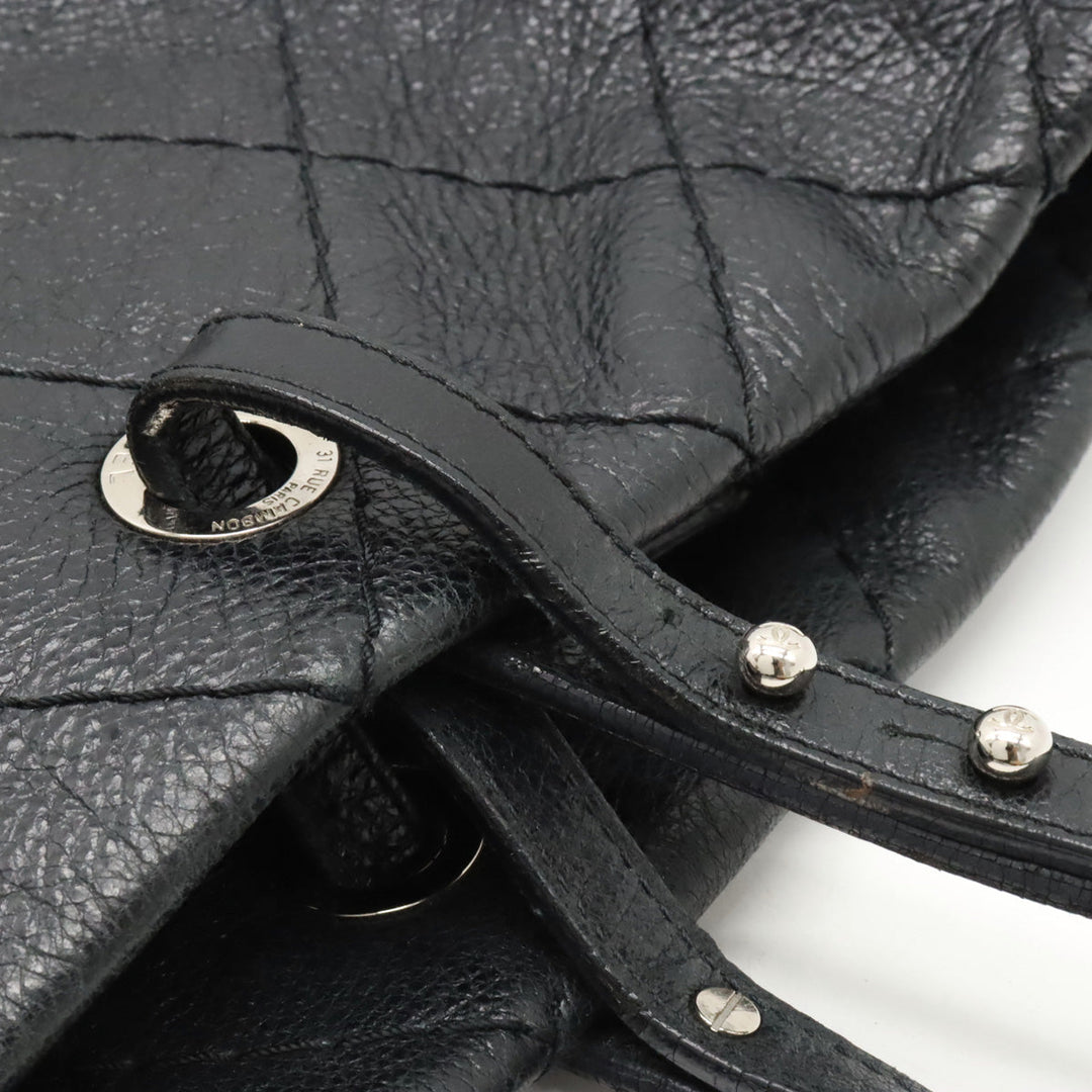 Top Quality Chanel Top Quality Chanel Onza Road Coco Tote Bag Shoulder Bag Shoulder Killing Leather Black Black Silver  A48019