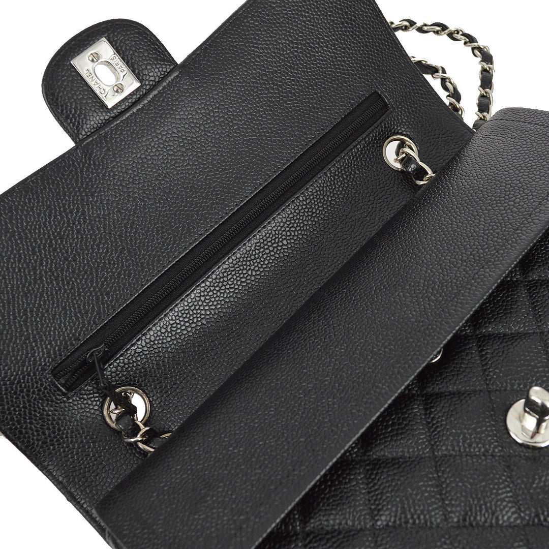 Top Quality Chanel Black Caviar Medium Classic Double Flap Shoulder Bag