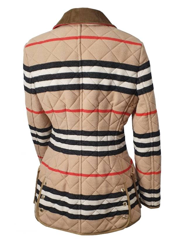 Burberry WoMen's Icon Stripe Diamond Quilted Wool Jacket Camel
