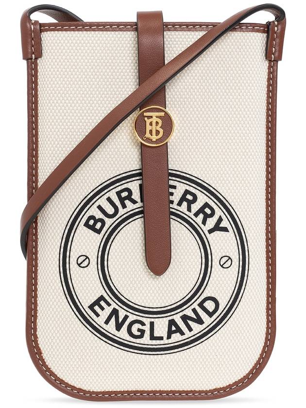 Burberry TB Logo Canvas Leather Phone Holder Mini Bag White