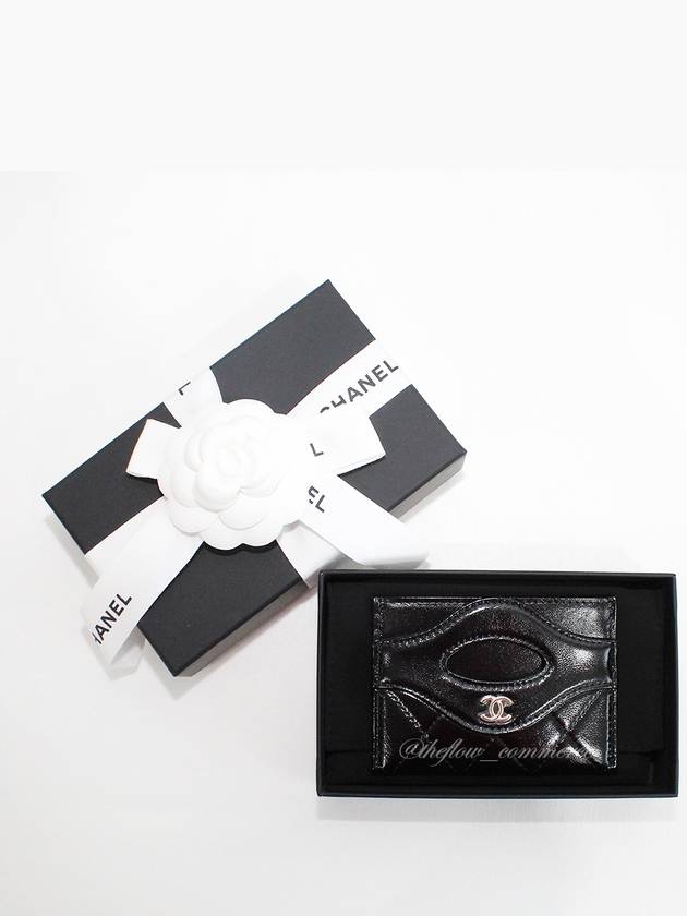 31 Gold Logo Lambskin Card Wallet Black Chanel