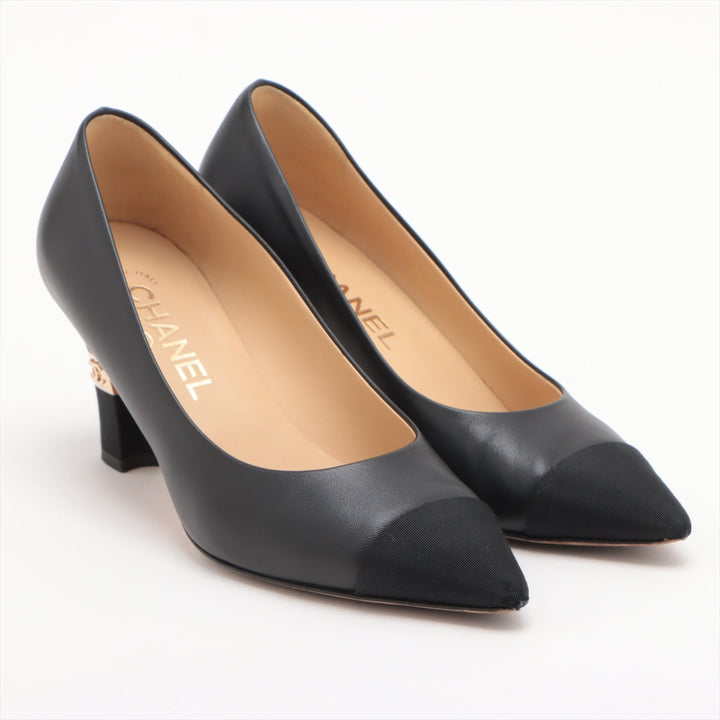 Top Quality Chanel Coco 20P Leather Pump 36 1/2  Black G35802 Box