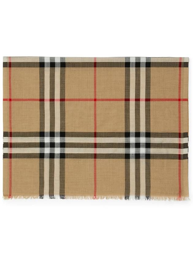 Burberry Check Wool Silk Scarf Beige