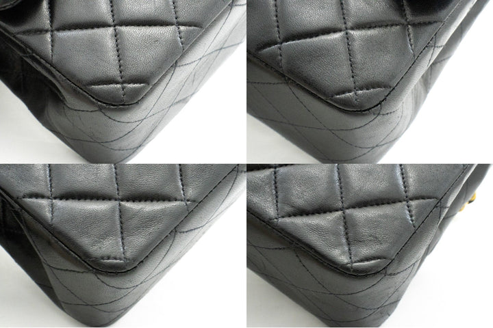 Top Quality Chanel Classic Double New 10" Chain Shoulder Bag Black Lambskin