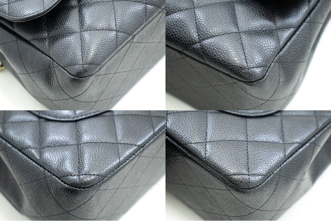 Top Quality Chanel Classic Large 11" Chain Shoulder Bag W New Black Caviar