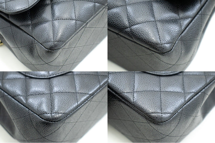 Top Quality Chanel Classic Large 11" Chain Shoulder Bag W New Black Caviar