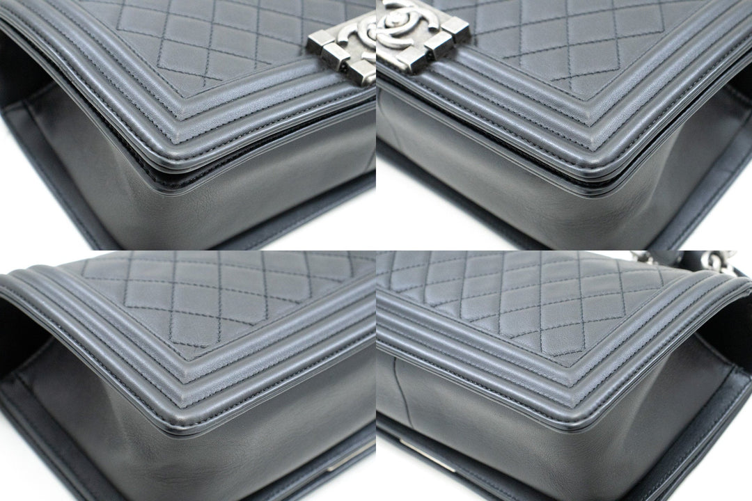 Chanel Boy Chain Shoulder Bag Black Quilted New Calfskin Leather