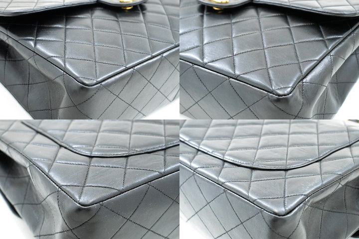 Top Quality Chanel Classic Large 11" Chain Shoulder Bag New Black Lambskin