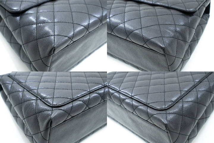 Chanel Caviar Handbag Top Handle Bag Kelly Black New Leather Gold