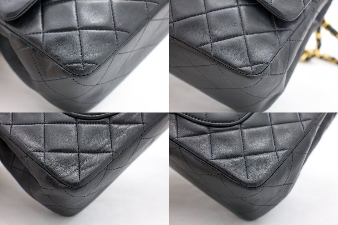 Chanel 2.55 Double New Chain Shoulder Bag Black Lambskin Handbag