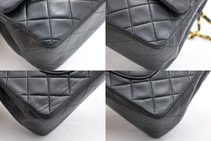 Chanel 2.55 Double New Chain Shoulder Bag Black Lambskin Handbag