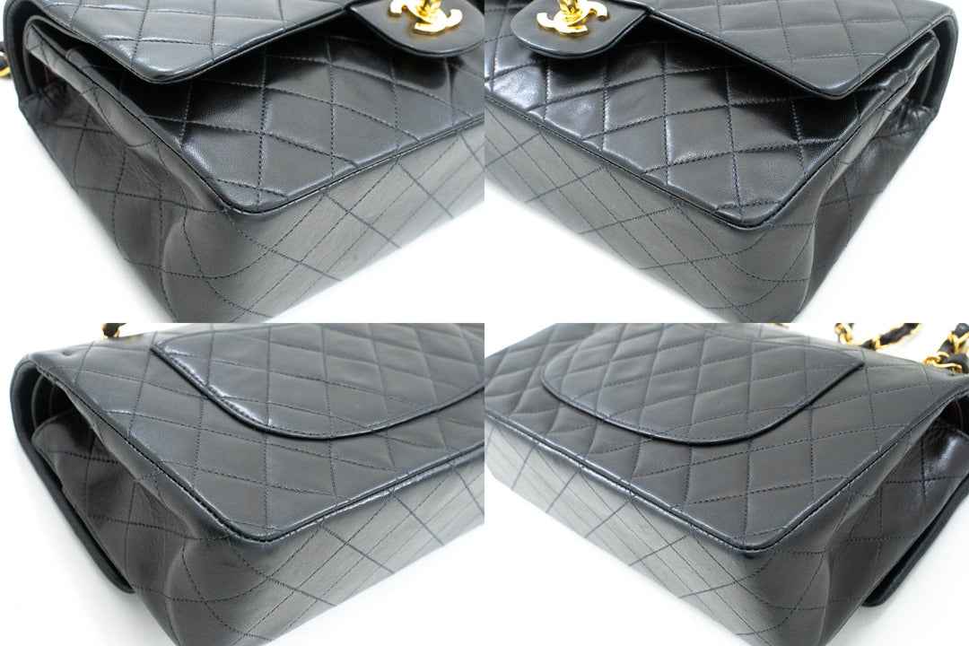 Top Quality Chanel Classic Double New 10" Chain Shoulder Bag Black Lambskin