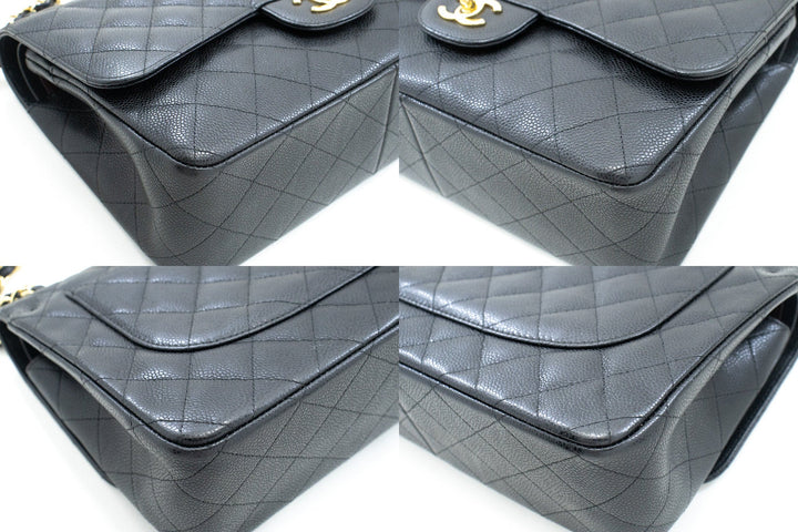 Top Quality Chanel Classic Large 11" Grained Calfskin Chain Shoulder Bag Black