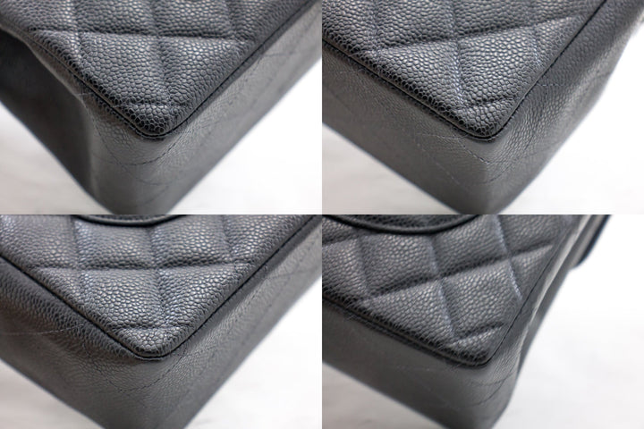 Top Quality Chanel Classic Large 11" Chain Shoulder Bag Black Grained Calfskin