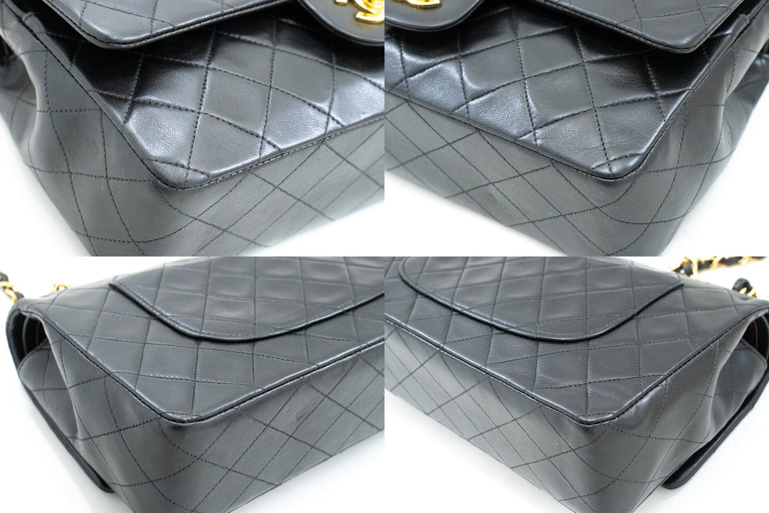 Top Quality Chanel Classic Double New 10" Chain Shoulder Bag Black Lambskin