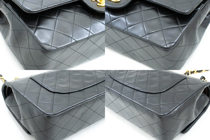 Top Quality Chanel Classic Double New 10" Chain Shoulder Bag Black Lambskin
