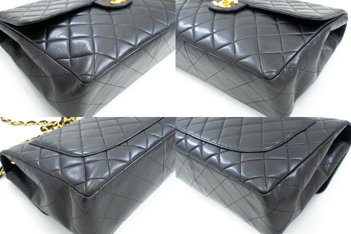 Top Quality Chanel Classic Large 11" Chain Shoulder Bag New Black Lambskin