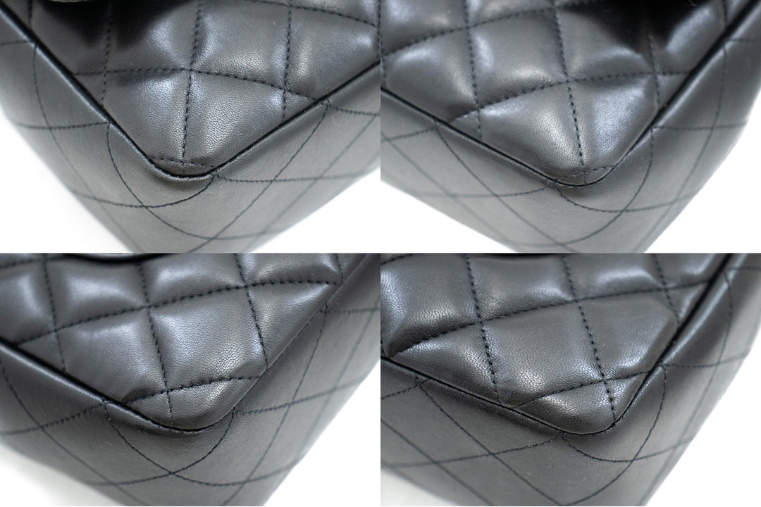 Top Quality Chanel Classic Large 11" Chain Shoulder Bag New Black Lambskin