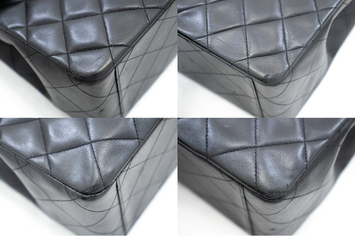 Chanel Classic Large 13" New Chain Shoulder Bag Black Lambskin