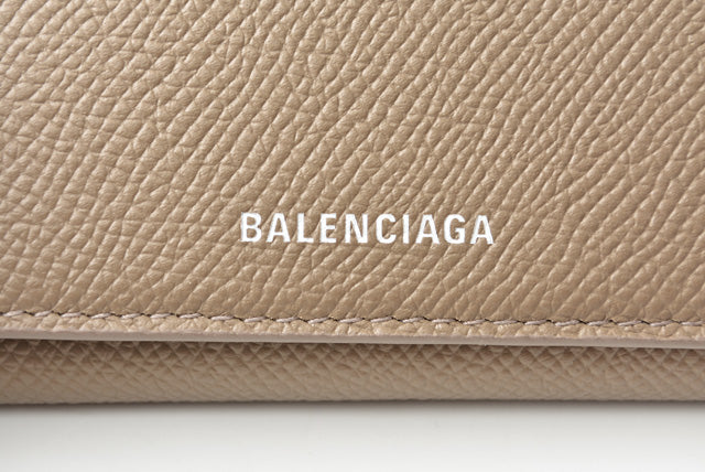 Top Quality Balenciaga Leather Card Case/Coin Case Light Brown