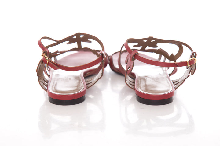 Hermès Red Karlotta Sandals SZ 37.5