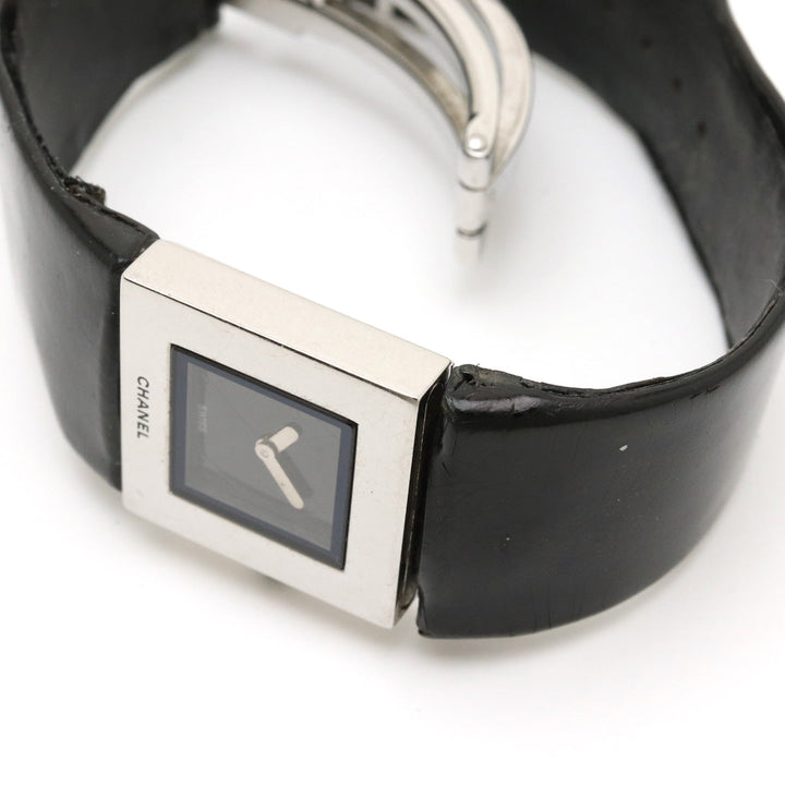 Top Quality Chanel Matrasse SS Emmeline Leather Belt Black   Quartz Watch H0116