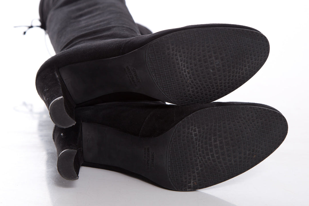 Stuart Weitzman Black Suede Highland Boots SZ 8.5